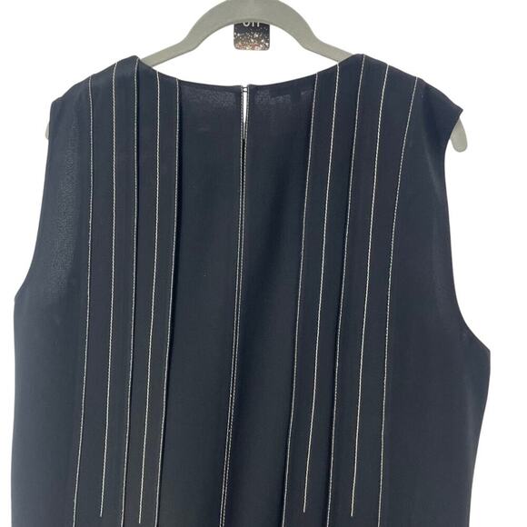 LAFAYETTE 148 NEW YORK Finesse Crepe Tayla Blouse Black Button Sleeveless XL - Picture 7 of 14